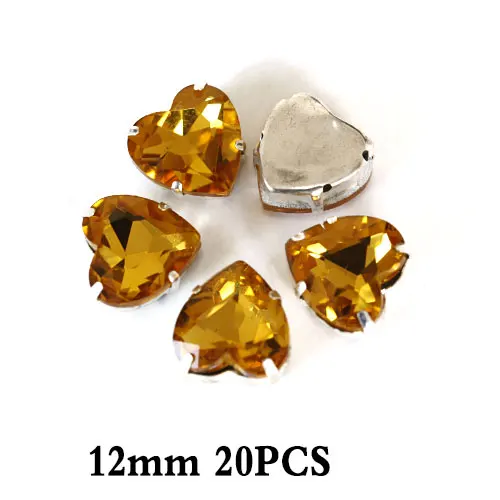 12mm--20PCS Стразы смешанных размеров желтого цвета с пришивкой, золотые стразы с плоской задней частью, стразы для шитья, каплевидные Стразы для свадебного платья Y3510 - Цвет: 12mm--20PCS