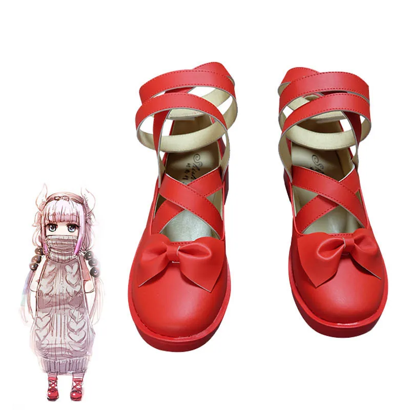 Coshome Kobayashi san Chi No Maid Dragon Kamui Косплей Канны Костюмные туфли красные розовые ботинки
