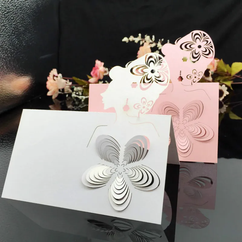 100 шт. резные цветы для вечерние шения стола|cards for wedding|card markedflower cards |