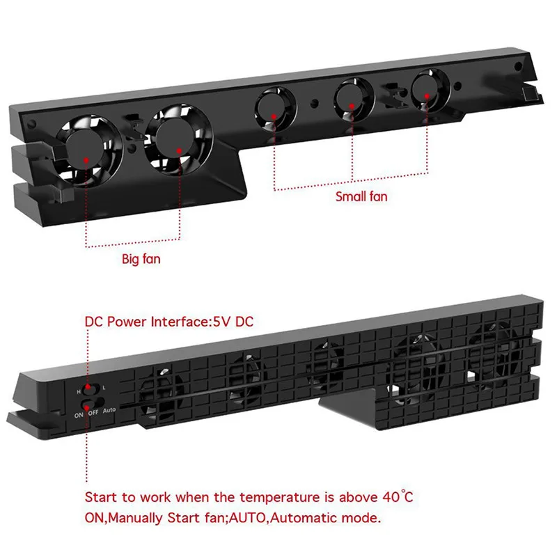 PS4 Pro Cooling Cooler Fan Super Turbo Temperature Control with USB Cable for Sony Playstation 4 PS4 Pro Console Vertical Stand