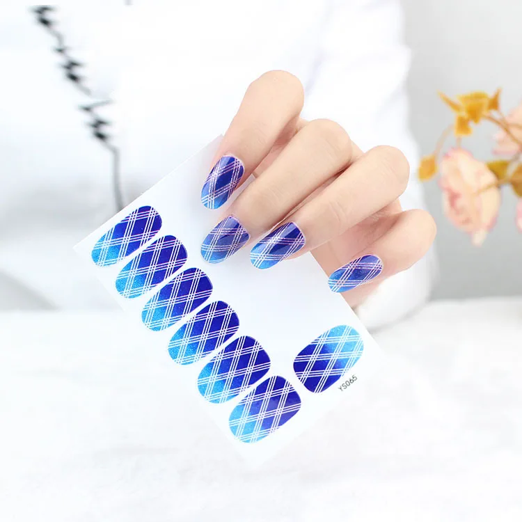 Градиентный цвет наклейки для ногтей 16 видов цветов в решетку стиль лак