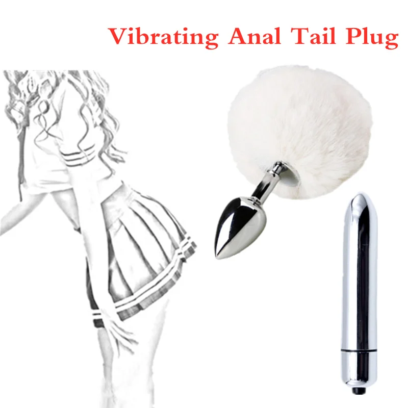 Кролик Девочка хвост секс игрушки Металлическая плюшевая Анальная пробка
