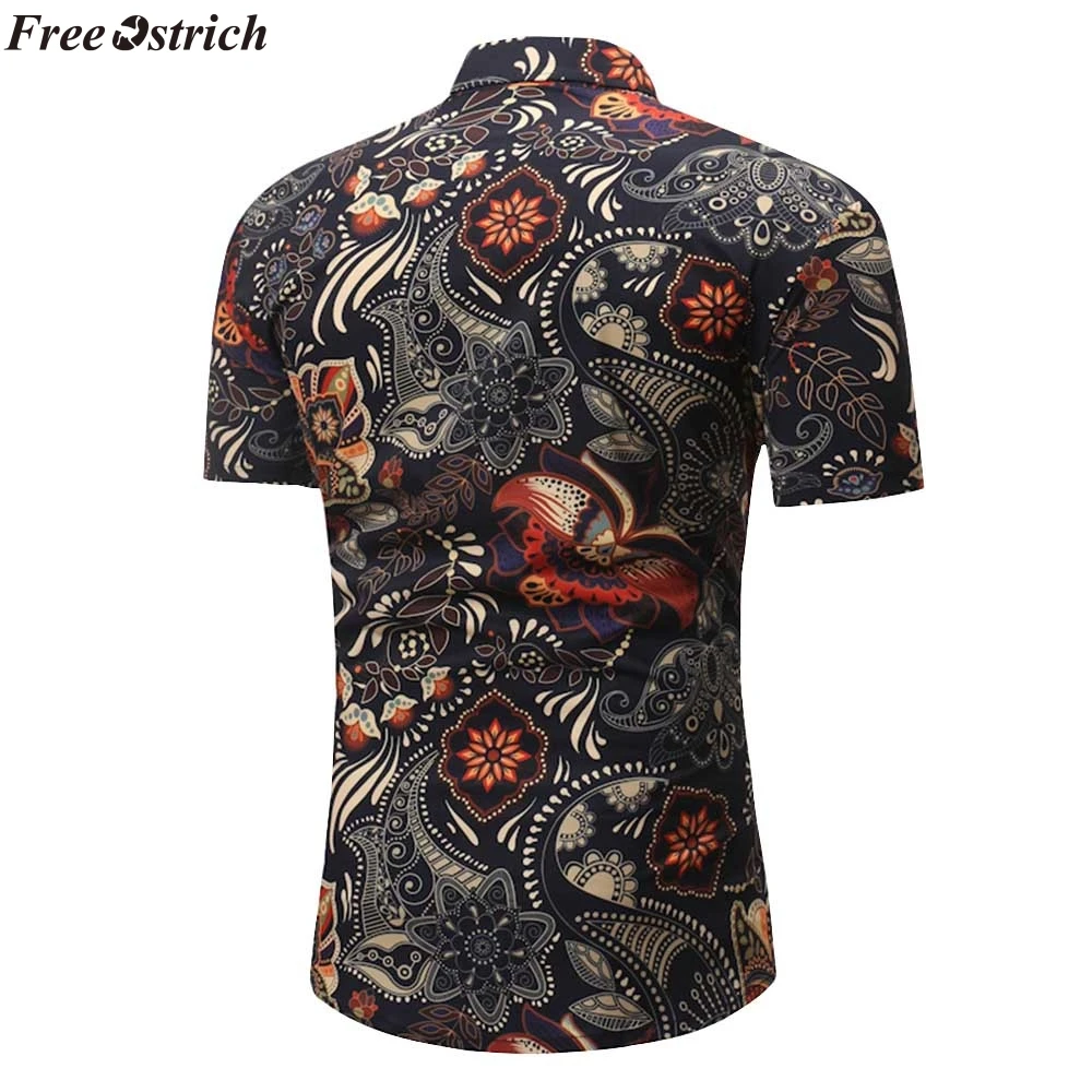 Бесплатная Страусиная Мужская рубашка 2019 Новая модная льняная мужская