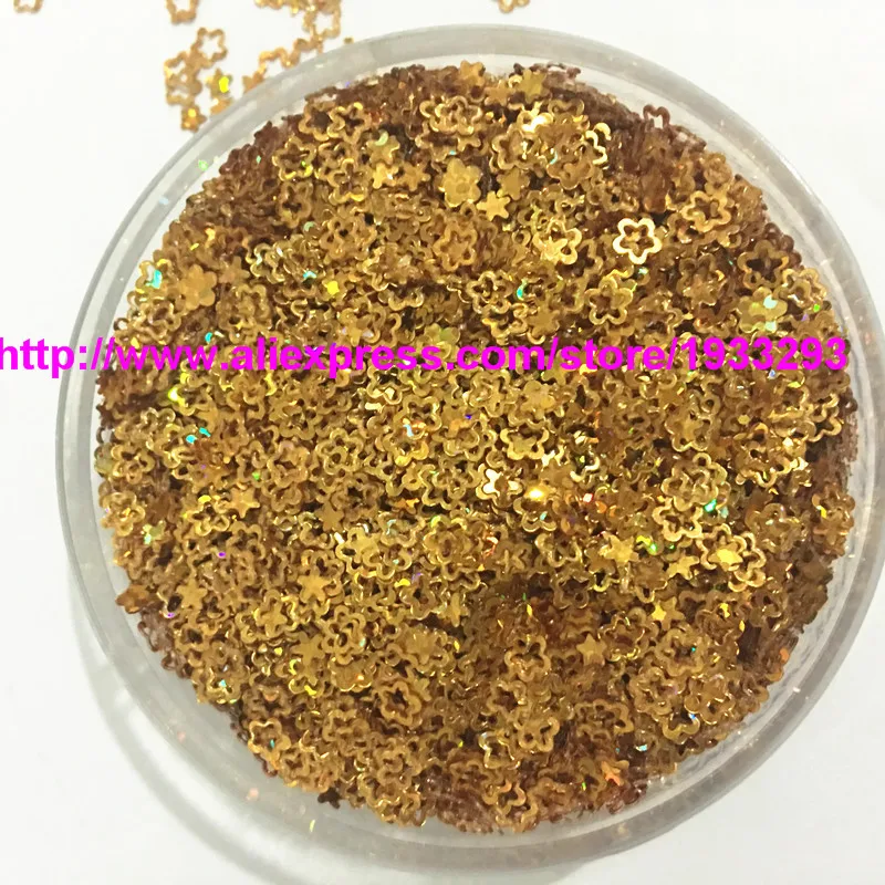 Пайетки из ПВХ с полыми цветами для дизайна ногтей 100 г (15000 шт.) 4 мм|sequin one shoulder