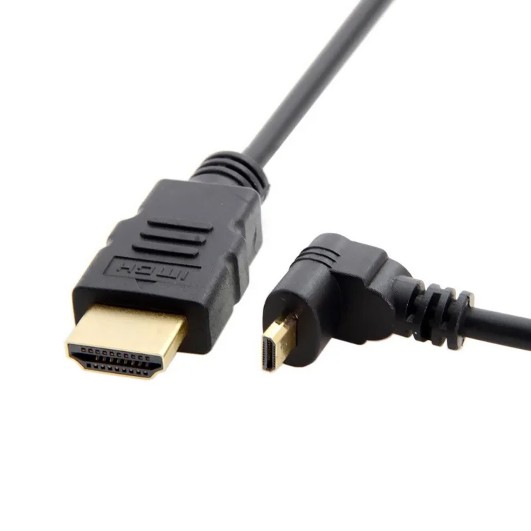 Угловой локтевой кабель HD Type A к Micro D 30 см 1 фут позолоченный 3D 4K 1080p Audio для