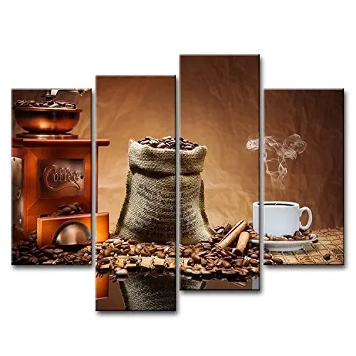 

4 pieces / set Decorative Delicious Coffee Bean Art Wall Decorative Canvas Painting House Paint in Paint Framed XJDC12-18
