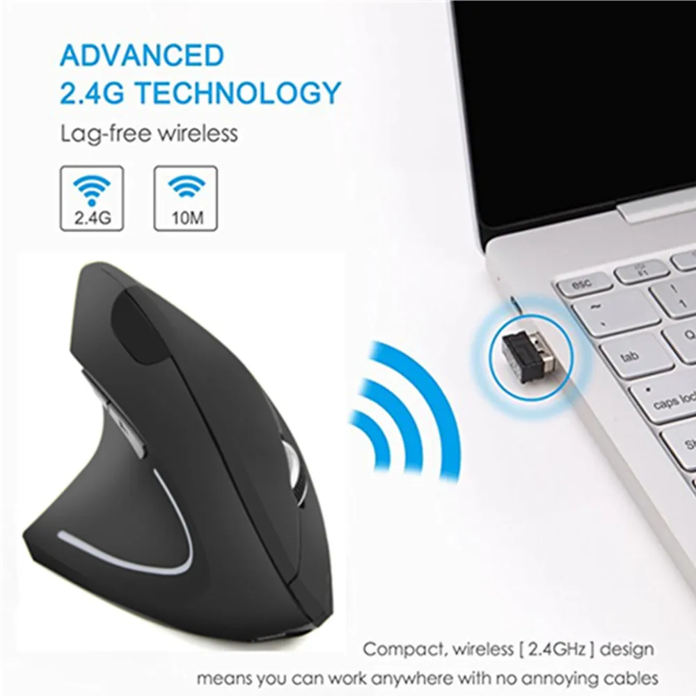 USB эргономичная Вертикальная Мышь офисные Беспроводной вправо/левая рука