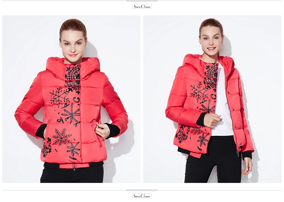 Snowclassic Spring / Summer Lady Loose Cotton Jacket Теплый дышащий лобовое стекло Упругие манжеты Европейский стиль Hoodie куртка