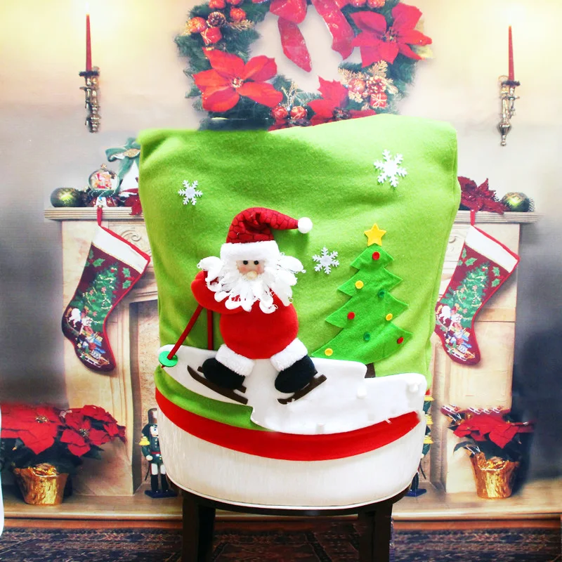 Мультфильм Лыжный Спорт Рождество стул Cover 60*50 см (23 62*19 69 &quot) xmas Кухня украшения