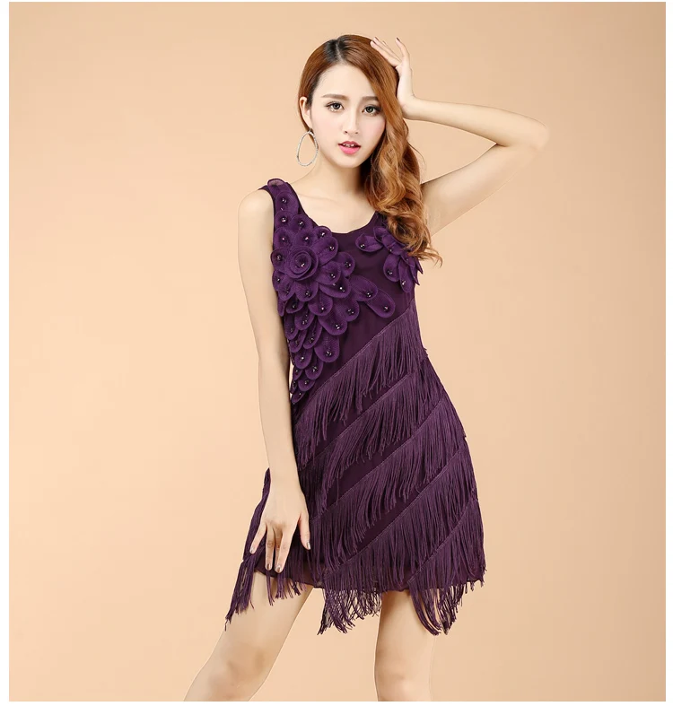

2018 New Latin tassel Dance Clothing Fringe Dance Latin Skirt Costume Adult Women competition Dance Clothing