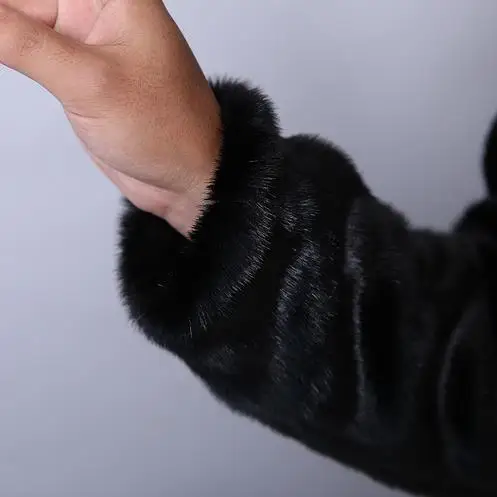 Men Faux Fur Coat 2019 Winter Furry Fox Mink Overcoat Black Collar Outerwear thicken Oversized Jackets WR760 | Мужская одежда