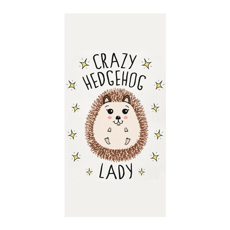 Cute Funny Crazy Hedgehog Lady Face Towel Christmas Tea Kitchen Lovely Hair Head Microfiber Towels for Mom Gifts | Дом и сад