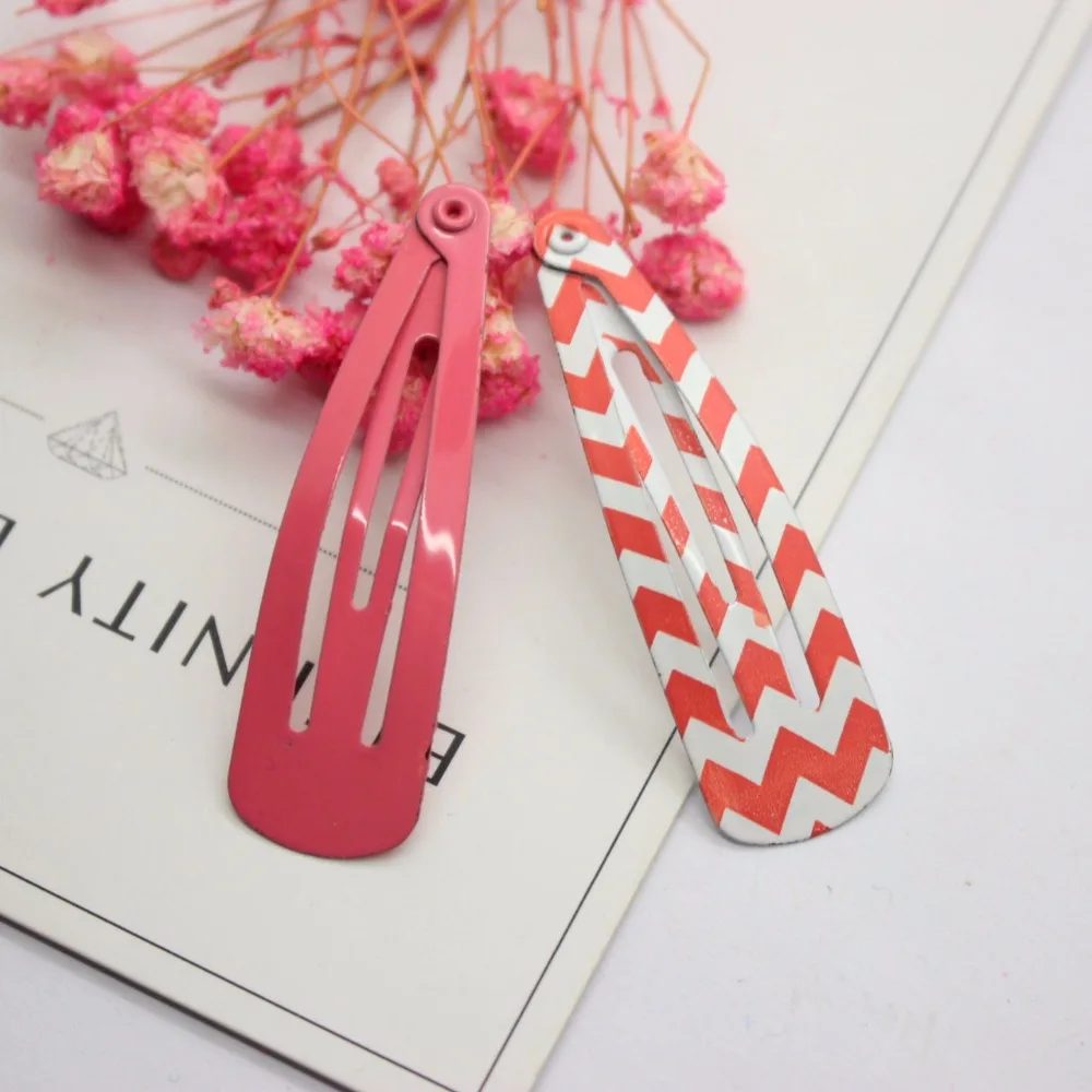 Однотонные заколки для волос 12 шт./лот с принтом в полоску металлическая заколка