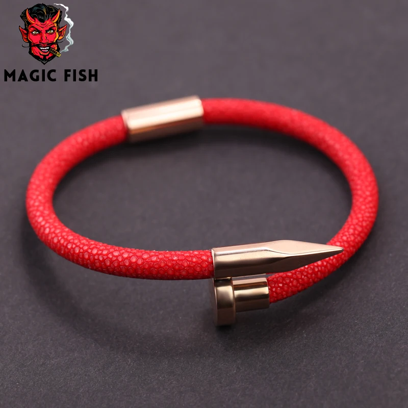 Браслет Magic Fish для мужчин и женщин красная вонючая кожа розовое золото мужские