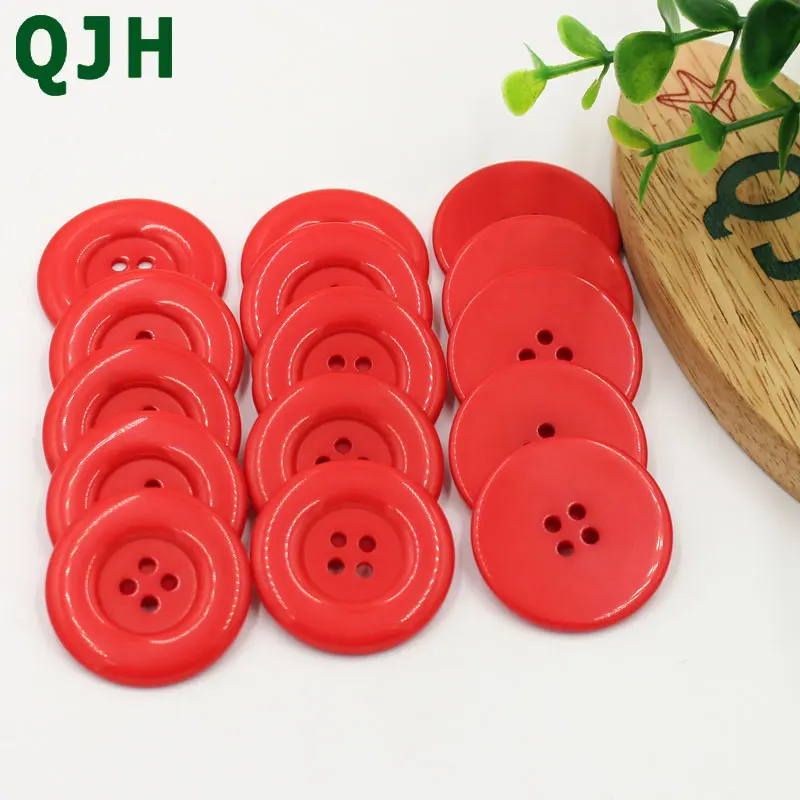 red QJH 20 шт. 38 мм 4 отверстия красочные пуговицы для пальто из смолы большие модные пуговицы аксессуары для одежды diy Швейные ремесла аксессуары - Цвет: red