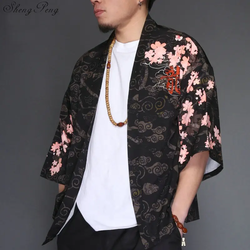Kimono cardigan men traditional japanese kimonos yukata shirt japan kimono summer fashion clothes Q627 | Тематическая одежда и