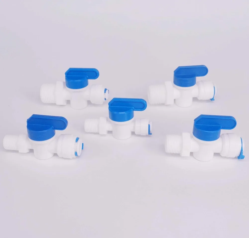 Подходит для трубки с наружным диаметром 1/4 дюйма, 3/8 дюйма, быстросъемный разъем для равного шарового клапана, фитинг для аквариума, обратный осмос, RO-диспенсер для воды