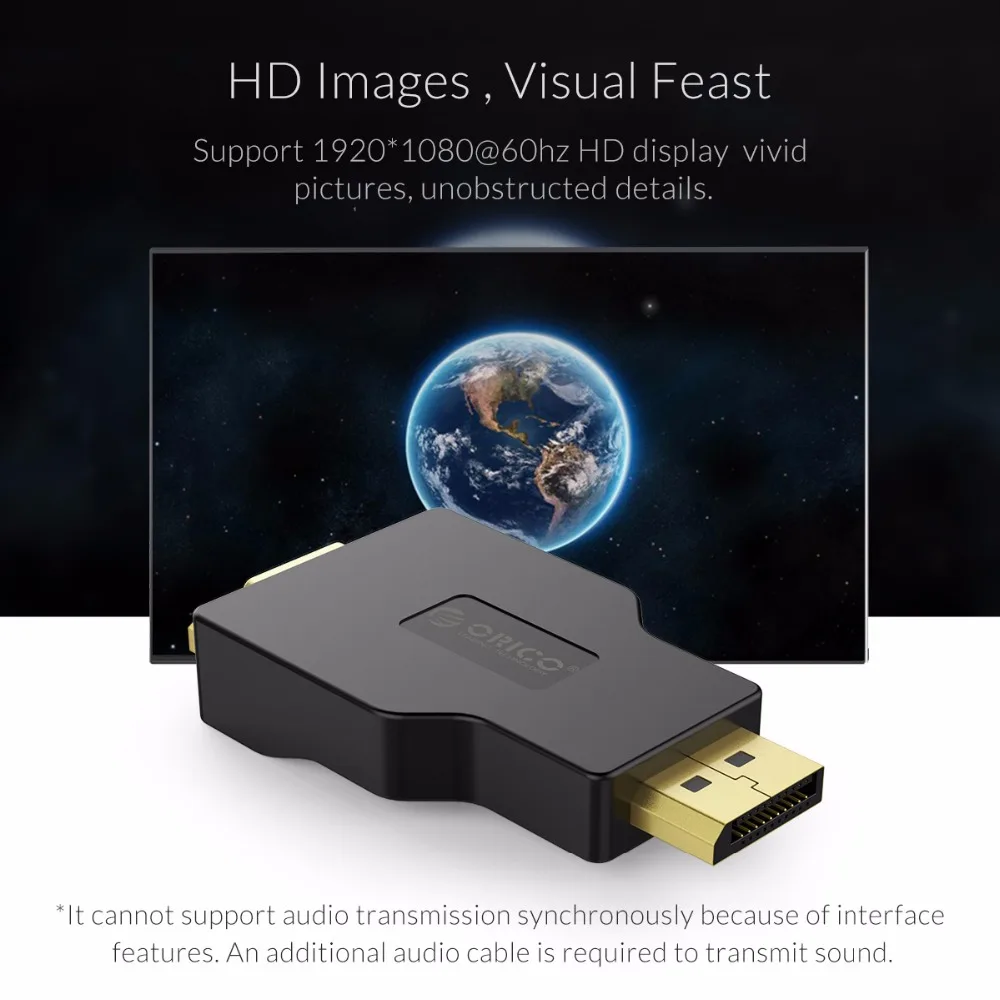 ORICO 1080P DisplayPort to HDMI совместимый DVI VGA адаптер 4K 60Hz DP папа к Женский для проектора ТВ