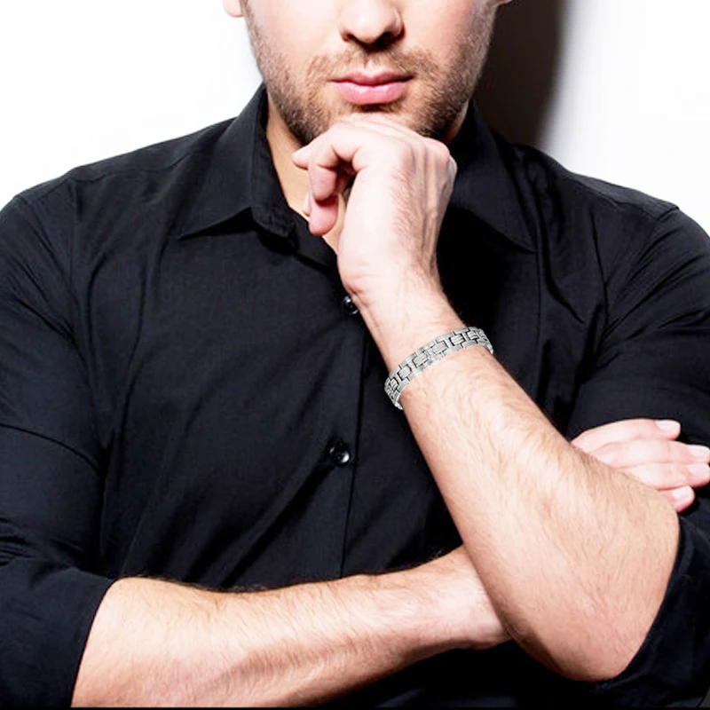 Escalus модный серебряный исцеляющий Мужской Магнитный Браслет Из Нержавеющей