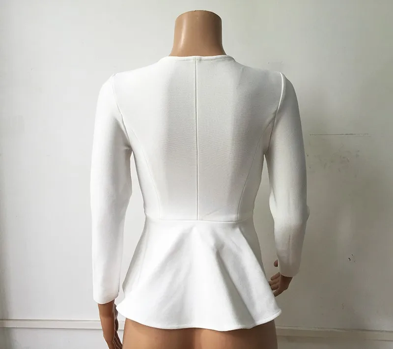 Женский бандажный топ с эластичным рукавом облегающий на молнии спереди