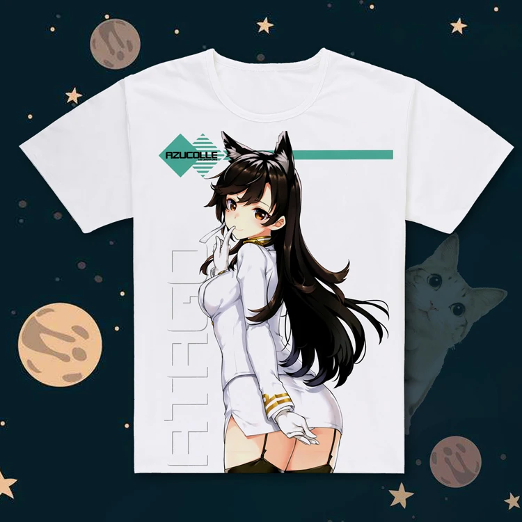 Горячая игра Azur Лэйн печать Atago футболка с короткими рукавами o-образным вырезом IJN Niizuki футболка крутые футболки летние топы