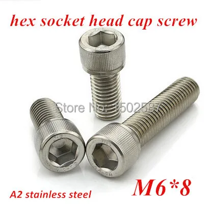 

100pcs DIN912 M6*8 Hexagon Socket Hex Head Screw A2 Stainless Steel 304 m6x8 Allen Cylinder screws Machine screw