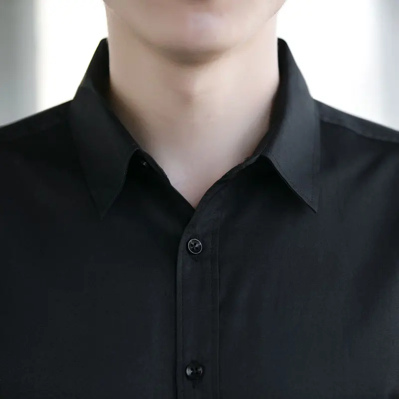 Мужская рубашка смокинг с коротким рукавом и отложным воротником большой размер