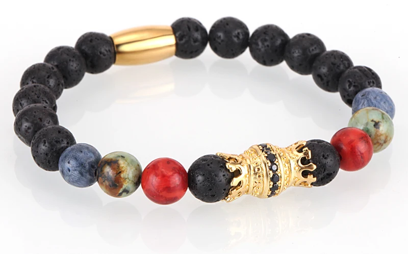 Mcllroy Bracelet Men Bead Sparta Crown 8mm Natural Stone Bracelet Bangle Handmade Man Jewelry Mens Bracelets erkek bileklik