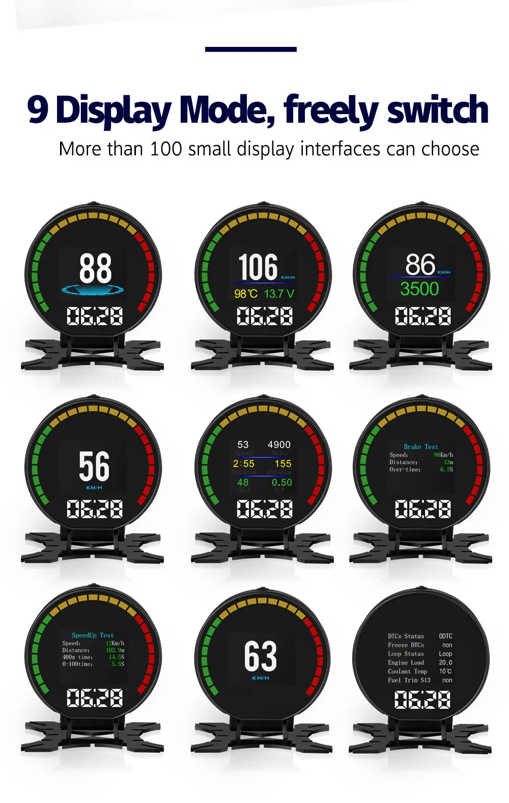 GEYIREN P15 дисплей hud obd2 температура автомобиля км/ч MPH турбо повышение давления скорость проектор на лобовое стекло для автомобиля HUD