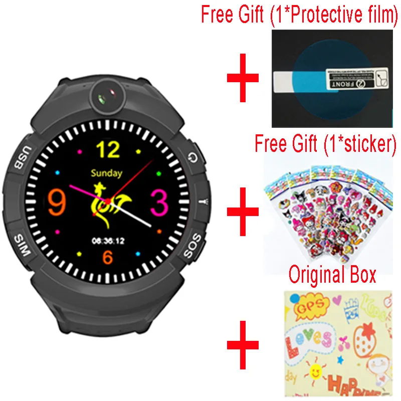 Vm50 Q360 Детские умные часы с Камера gps WI-FI местоположение ребенка smartwatch SOS анти-потерянный монитор трекер детские наручные PK Q528 - Цвет: Black