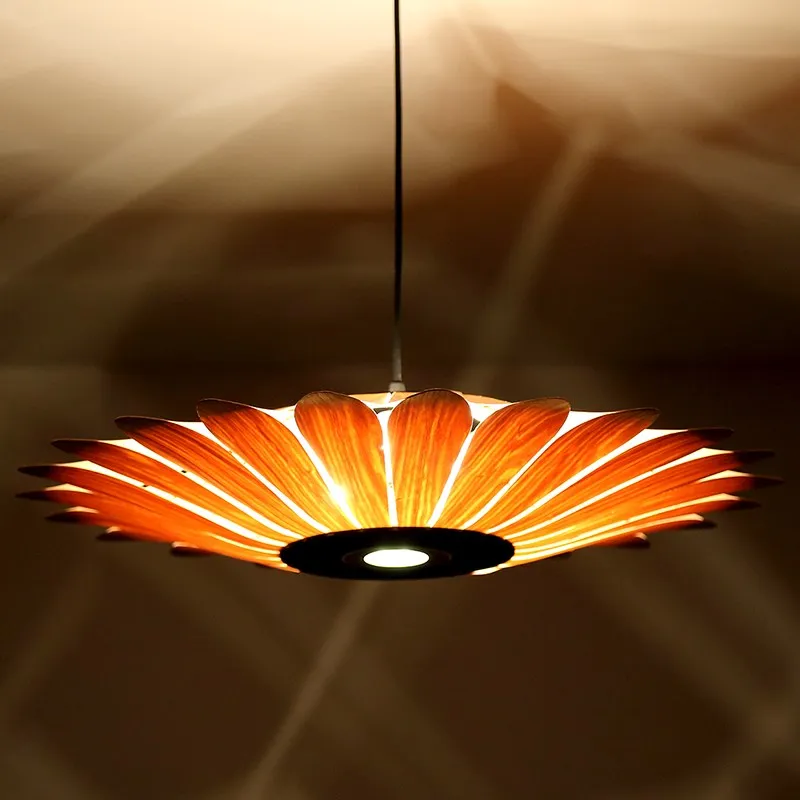 Bamboo wooden pendant lights Chinese restaurant LED lamp wood ceiling light Hotel flower Pendant lamps ZA | Освещение