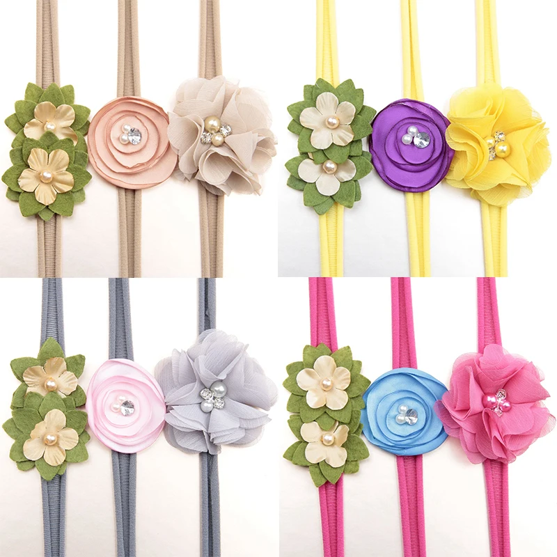 3 шт./компл. детские мягкие нейлоновые эластичные резинки для волос шифоновая