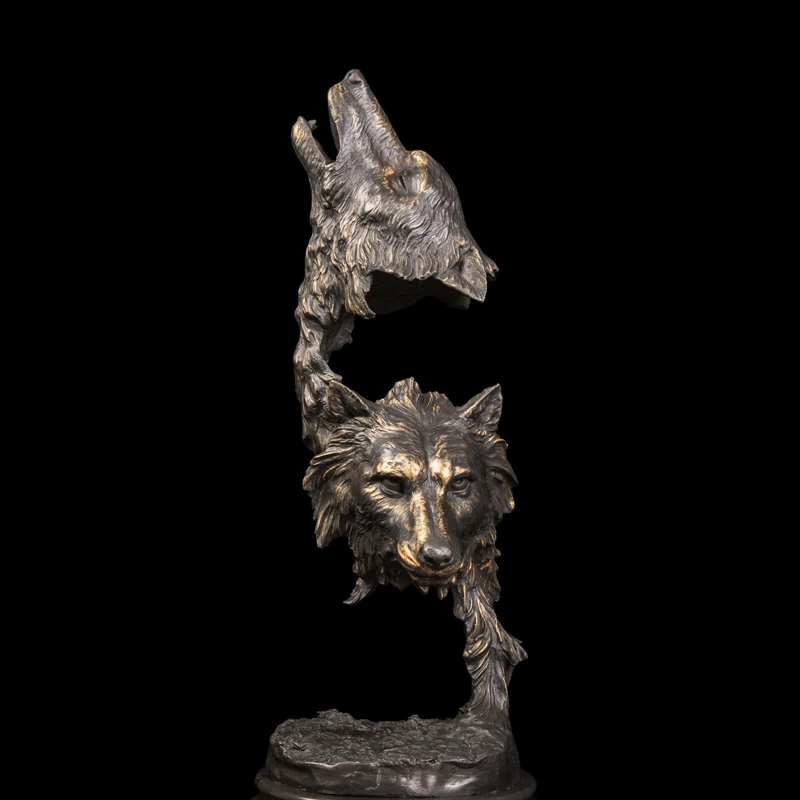 Искусство ремесла медные лучшие продажи бронзовые волчьи головы скульптуры