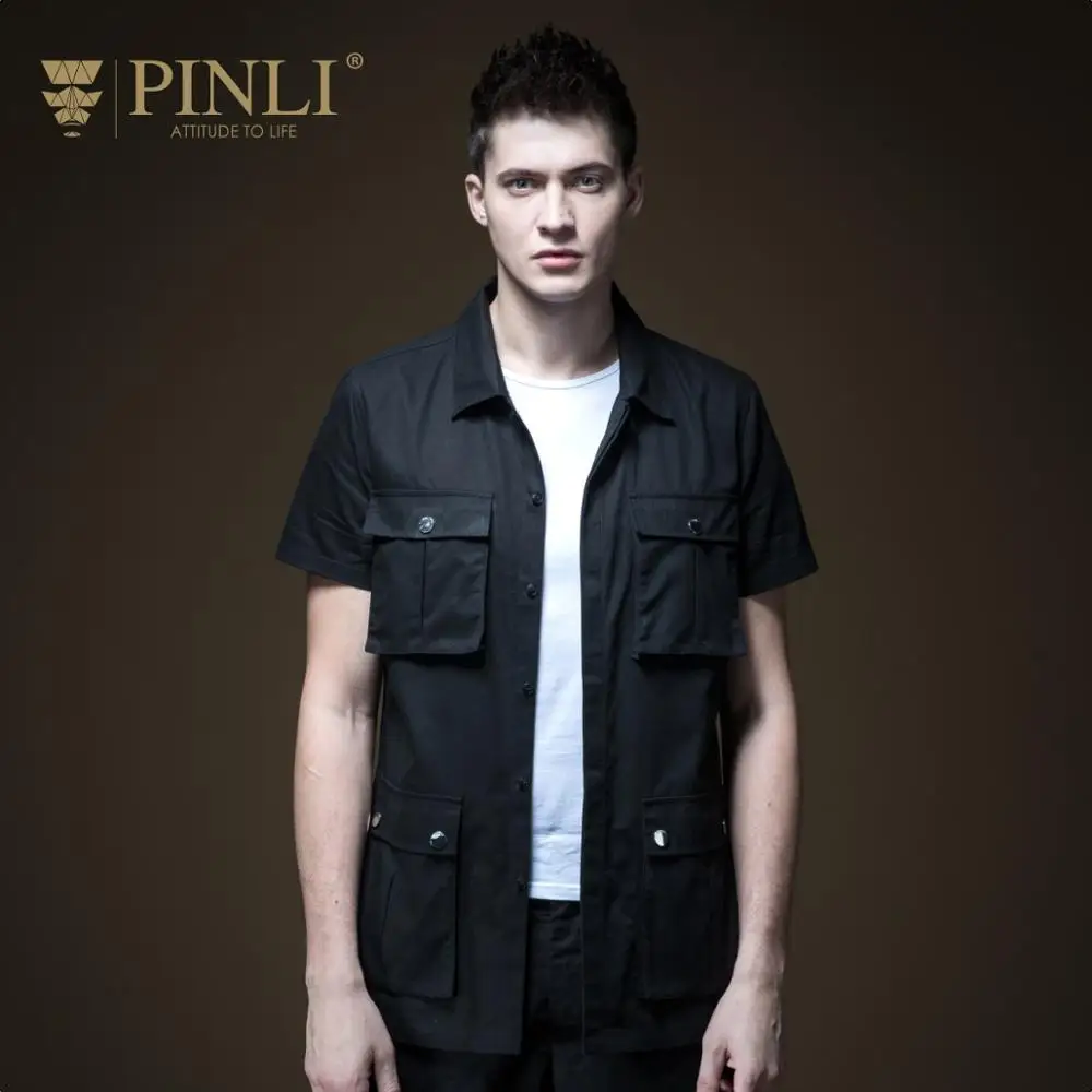 2019 Camisa Social Promotion Short Pinli Pinley Summer New Men s Garment Jacket Multi-pocket Short-sleeve Shirt Tide B192213597
