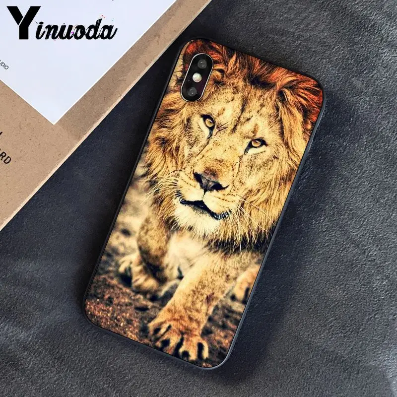 A10 Yinuoda Lion tiger Модный милый животный черный чехол для телефона чехол для Apple iPhone 8 7 6 6S Plus X XS MAX 5 5S SE XR чехлы - Цвет: A10