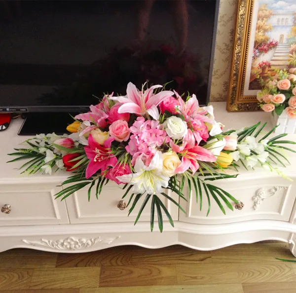 

60/80cm Wedding backdrop arch decor artificial rose flower party event supplies flower row table runner wall table centerpieces