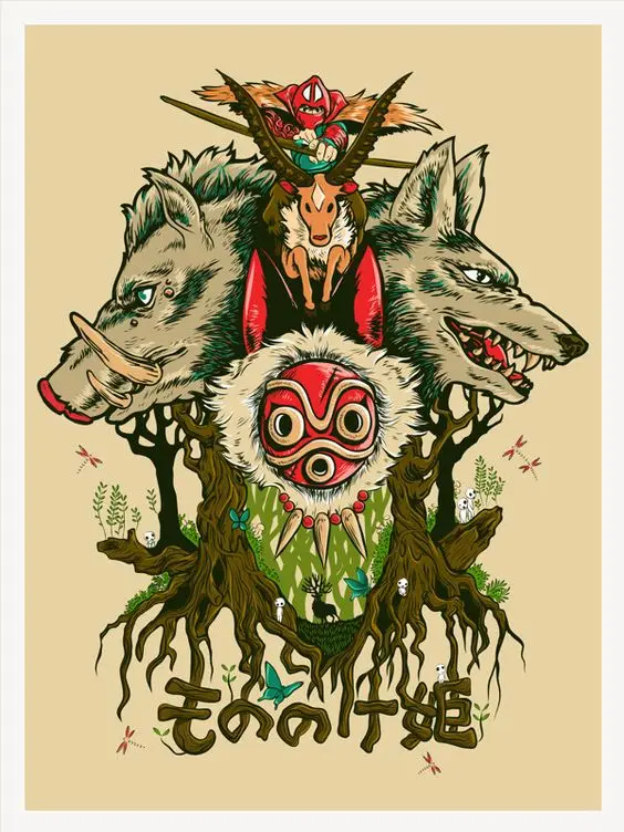 Princess Mononoke Kodama Minimum Propaganda Retro Vintage Kraft Poster Decorative DIY Wall Canvas Sticker Home Bar Posters Decor | Дом и сад
