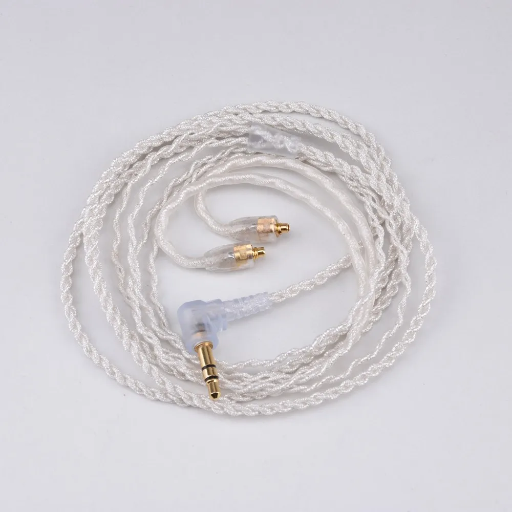1,2 м 7 Core Серебряный Платиновый кабель для наушников для Shure SE215 SE315 SE425 SE535 SE846 UE900