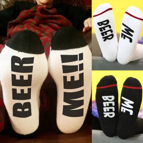 Толстые зимние носки с надписью Beer Me для мужчин и женщин теплые шерстяные новинка