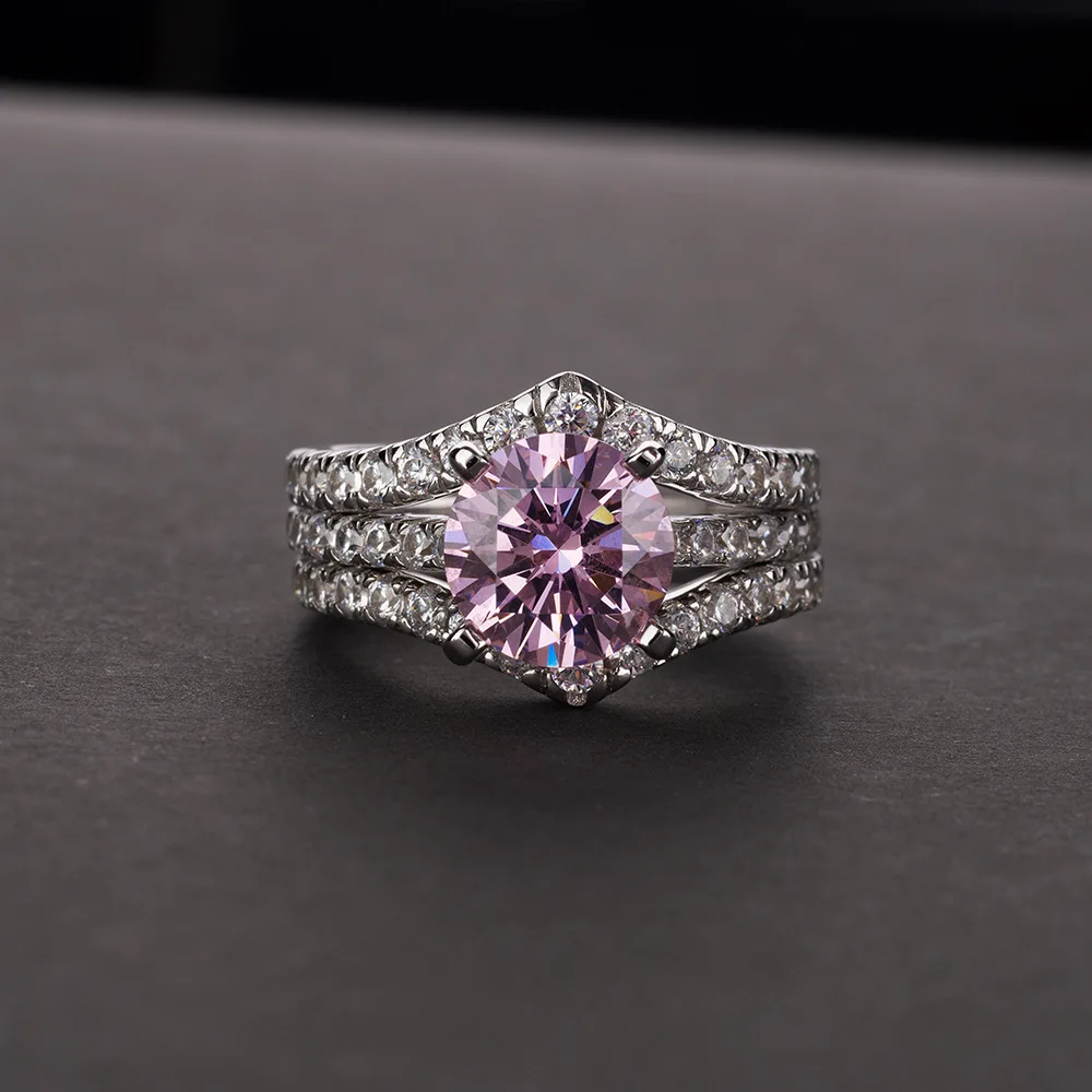 Rainbamabom 925 Стерлинговое Серебро создано Moissanite Драгоценный Камень Обручальное