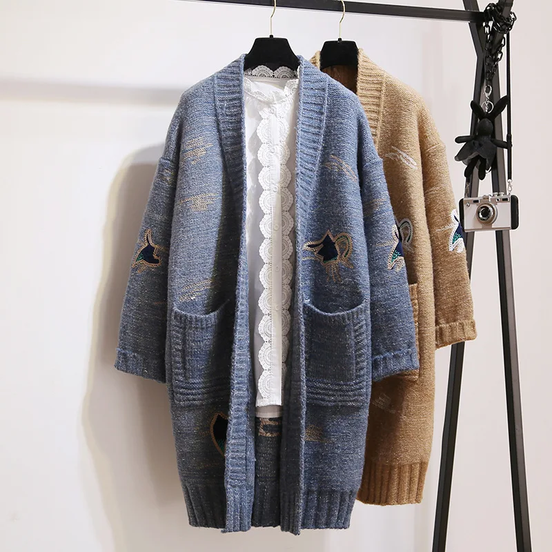 Зимние теплые пальто модные вязаные джемперы с круглым вырезом женский