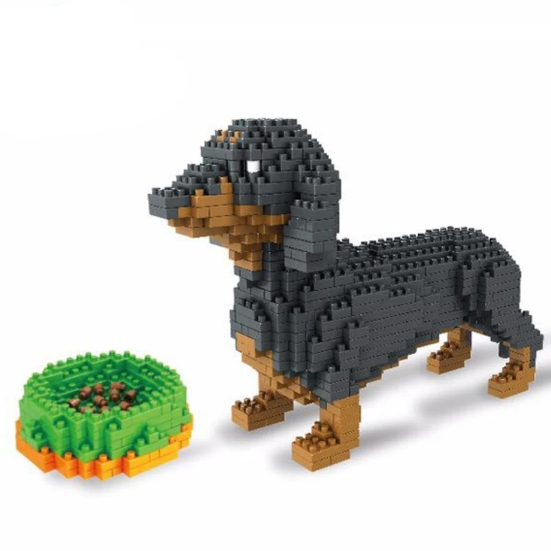 COGO 800 Pcs Assembly Building Blocks Animal Model Dog Toy Mini Diamond Bricks Block Dachshund Schnauzer Toys For Children | Игрушки и