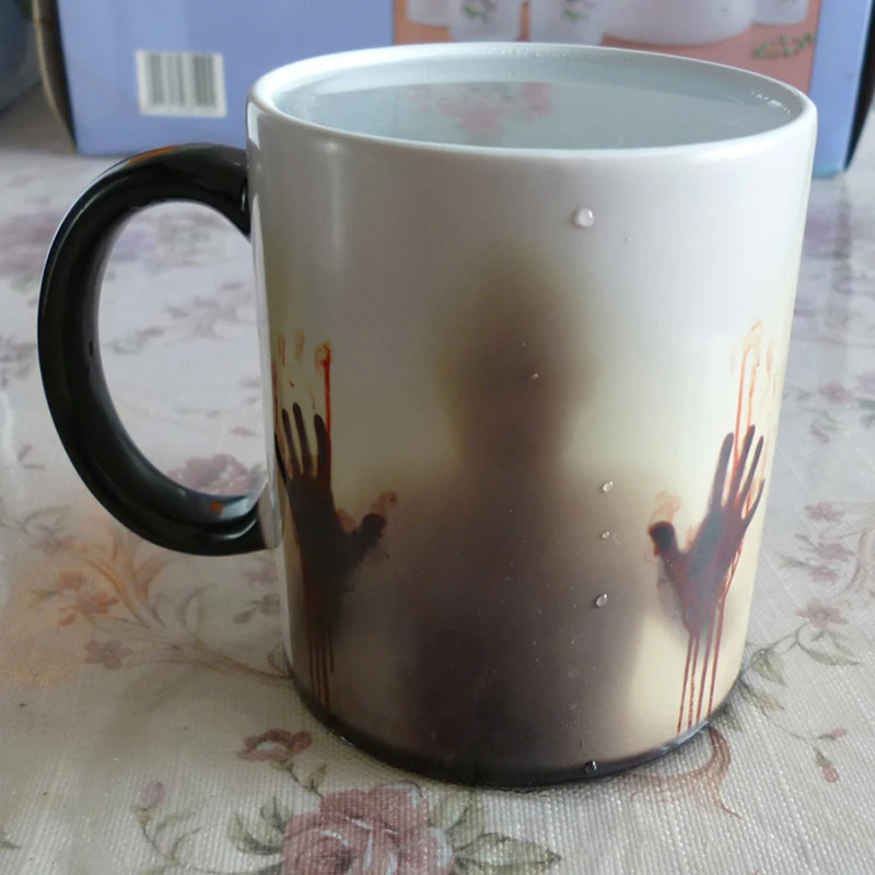 Прямая! The Walking Dead Zombie Волшебная кофейная кружка, меняющая цвет, печать с изображением ходячих мертвецов кровавых рук и головы