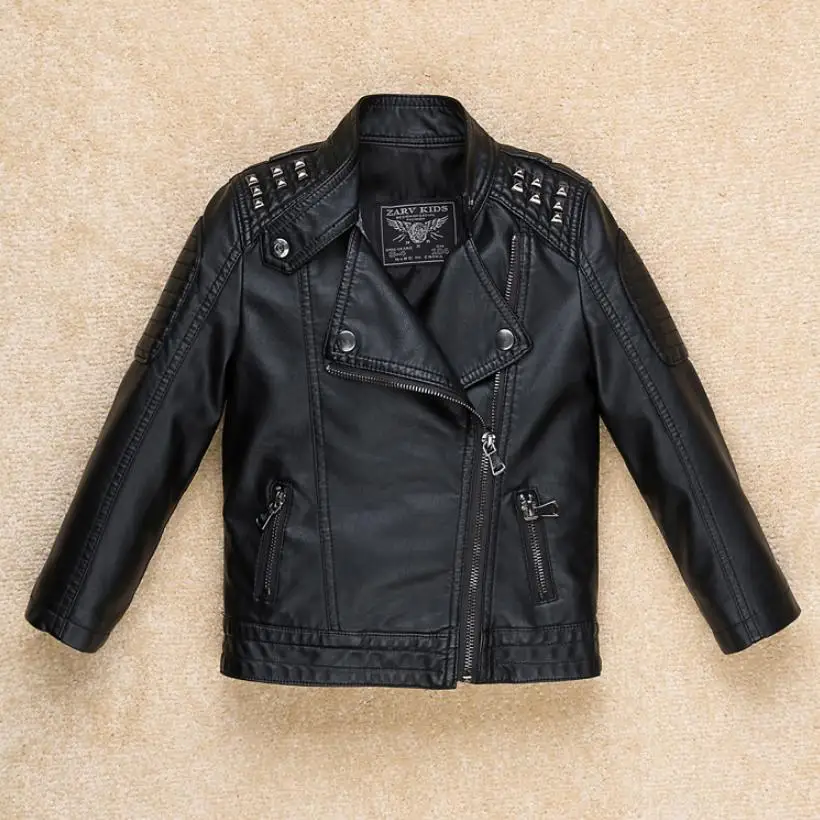 Куртка из искусственной кожи для мальчиков весенне-осенняя куртка с заклепками