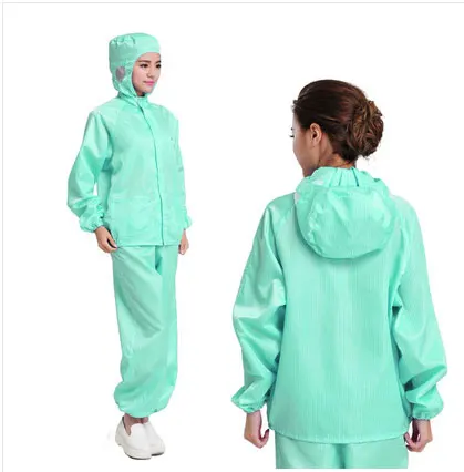 Light Green Анти-Электростатическая защита ESD чистое помещение цех молния Cleanness Decontamination с капюшоном костюмы Защитная живопись одежда - Цвет: Light Green
