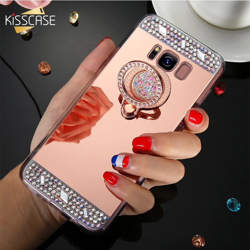 Чехол KISSCASE со стразами и бриллиантом с кольцом для Samsung S8 Plus S7 S6 Edge S5 S4 Note 8 5 4 3