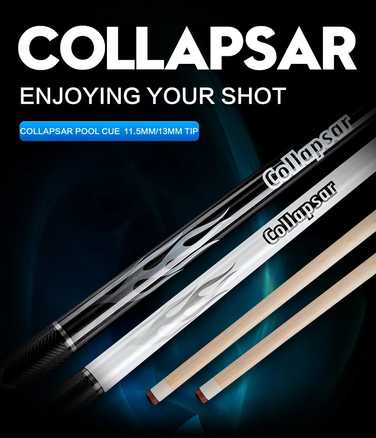 Collapsar R04 R05 Billiard Pool Cue Stick with Case 58Inch Maple Wood Shaft Black White Cue 11.5mm 13mm Tip Billiards Cue
