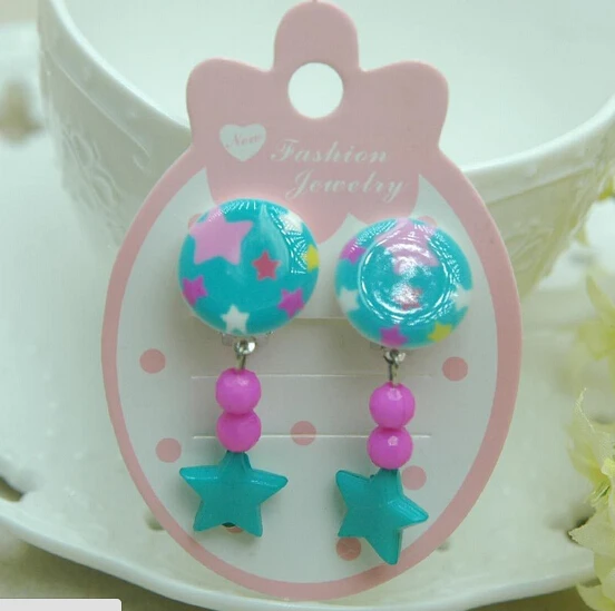 Модные красивые длинные серьги клипсы для девочек без проколов детские