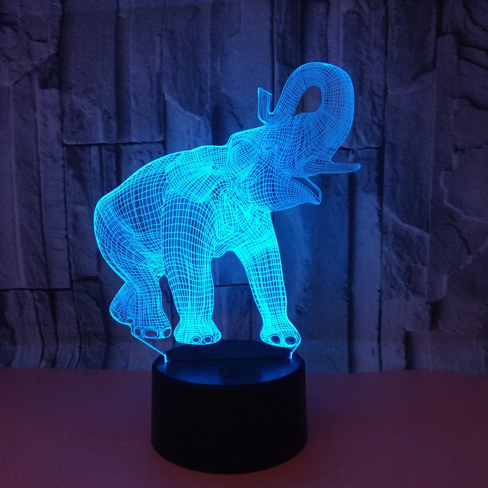 [DBF]7 цветов меняющая 3d-лампу в виде слона Оптическая иллюзия сенсорный/пульт