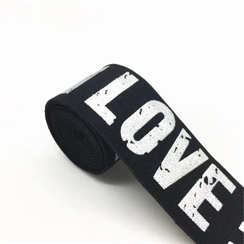 4cm LOVE silver 40 мм золотые серебряные полосы Эластичные ленты 4 см эластичные ленты сумки для одежды брюки эластичная резиновая тесьма DIY Швейные аксессуары 1 м - Цвет: 4cm LOVE silver